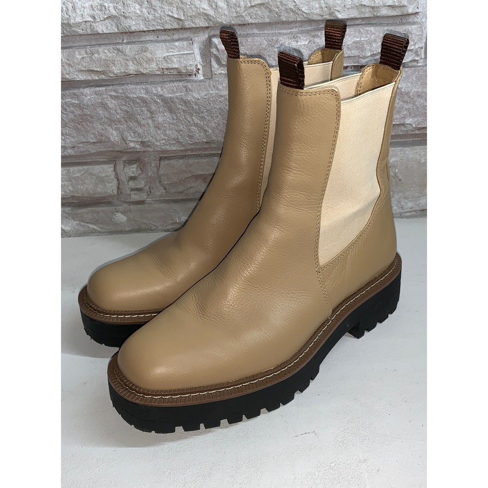 Sam Edelman Beige Leather Chelsea Lug Sole Ankle Boots - Picture 9 of 13